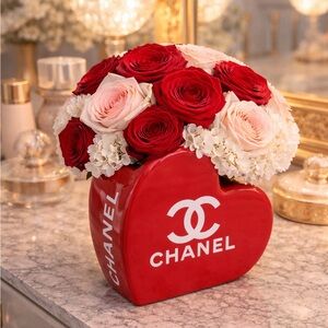 Chanel Red Heart Vase